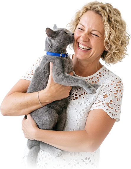 A cat with its owner