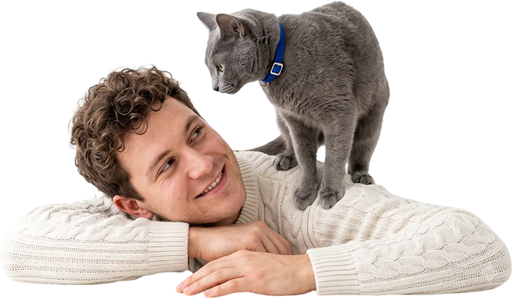A cat with its owner